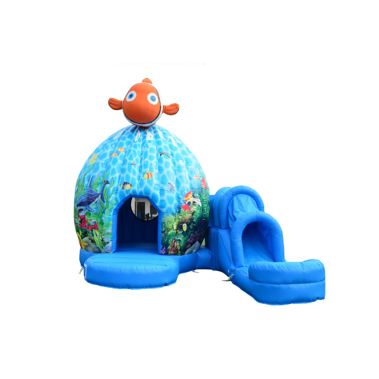 Front view of Finding Nemo Bounce House Combo with colorful ocean design