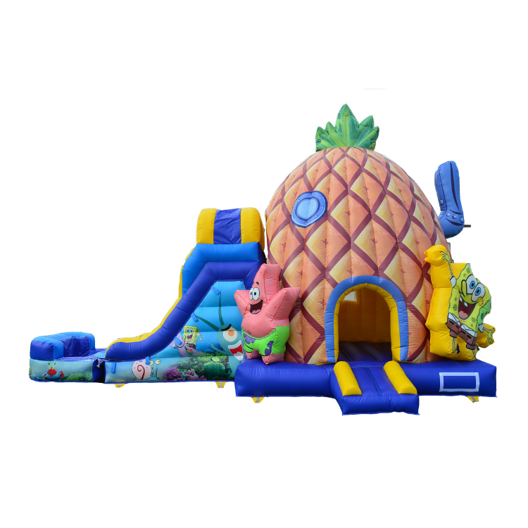 Front view of SpongeBob Bounce House Combo with cartoon character design