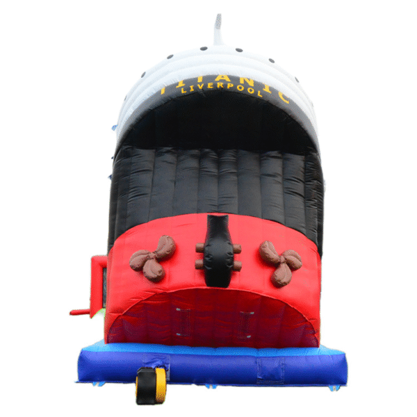 Close-up of the slide lanes on the Titanic inflatable waterslide