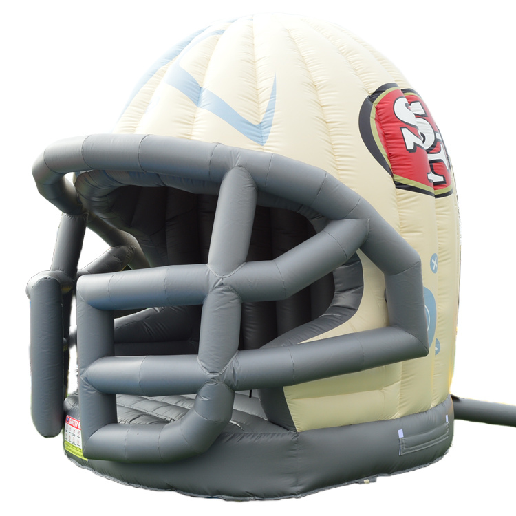 49ers Helmet Bounce House themed bounce house decorated in 49ers colors, ready for party rental