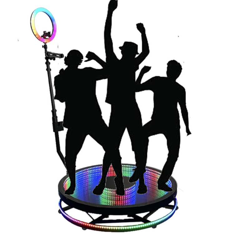 Modern 360 Photo Booth Glass – Epic Group Shots in Seconds setup for weddings, parties, and corporate events