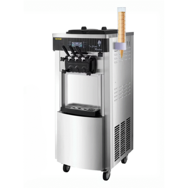 3 flavor soft serve ice cream machine rental in Hanford with wheels and cone cups included
