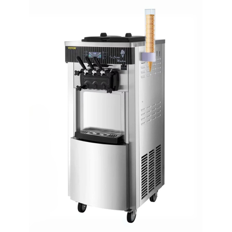 3 flavor soft serve ice cream machine rental in Hanford with wheels and cone cups included