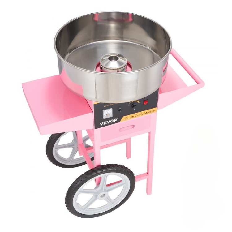 Pink cotton candy machine rental in Hanford includes 25 sticks & a cart!