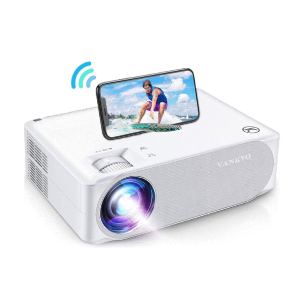 Projector and 180 inch white screen rental in Hanford with 1080p WiFi and stand