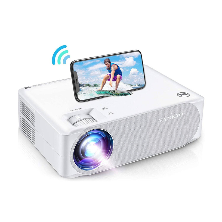 Projector and 180 inch white screen rental in Hanford with 1080p WiFi and stand