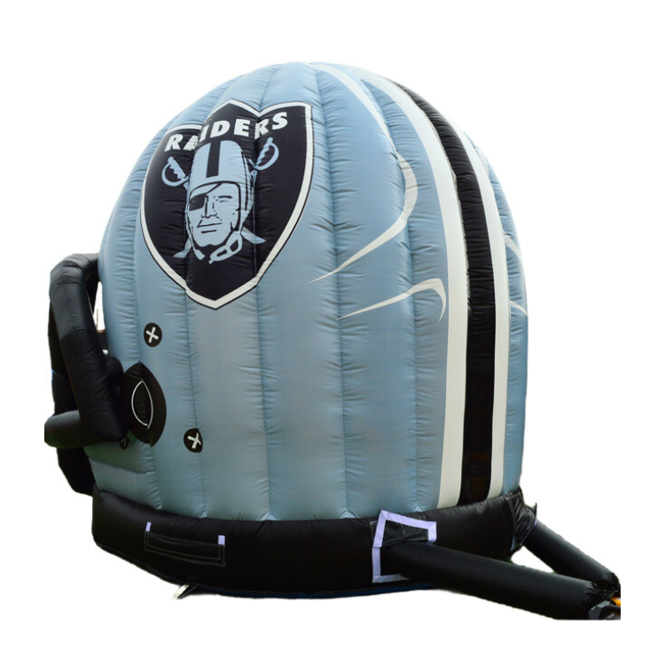 Las Vegas Raiders bounce house rental in Hanford 13x13 black and silver helmet inflatable