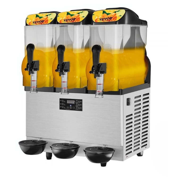 Triple-tank slushy machine rental with 3 clear 15L containers in Hanford
