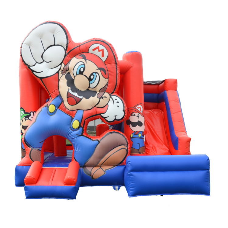Mario combo bounce house rental in Hanford 13x13 red and blue inflatable with slide and climb